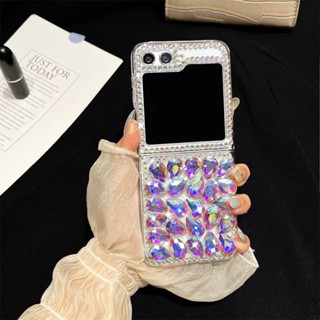 Samsung Galaxy Z Flip 5 5G Bling Diamond เคสโทรศัพท์ แฟชั่นหรูหรา พลอยเทียม ใส เคส PC แข็ง