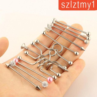 [szlztmy1] ต่างหูสเตนเลส เจาะหู เครื่องประดับ 13 ชิ้น