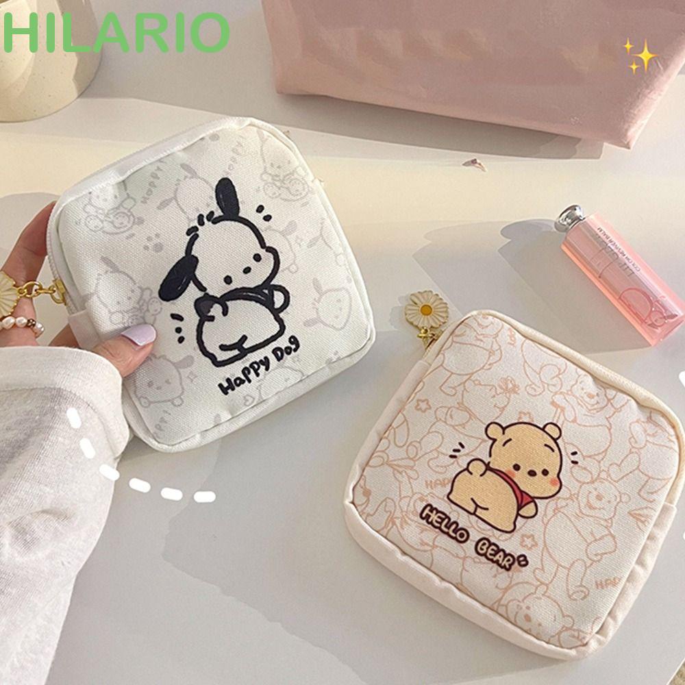 Hilario Pochacco กระเป๋าเก็บเครื่องสําอาง ผ้าอนามัย ลายหมีพูห์ สไตล์เกาหลี สร้างสรรค์ ขนาดเล็ก สําหรับกลางแจ้ง