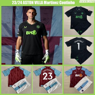 เสื้อกีฬาแขนสั้น ลาย ASTON VILLA KIDS &amp; ADULT SIZE MARTINEZ สําหรับผู้รักษาประตู 2023/24