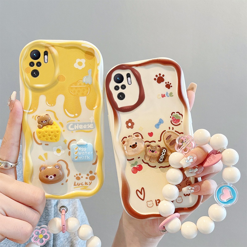เคส redmi note 10 4g/redmi note 10s เคสโทรศัพท์มือถือ กันกระแทก ลายการ์ตูนครีม 3D น่ารัก แฟชั่น สําหรับ redmi note 10 4g/redmi note 10s