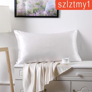[szlztmy1] ปลอกหมอนผ้าไหม มีซิป สองด้าน สีขาว