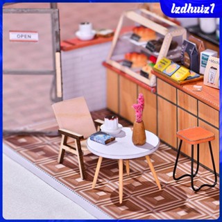 [Lzdhuiz1] บ้านตุ๊กตาจิ๋ว พร้อมเฟอร์นิเจอร์ไม้ สเกล 1:24 DIY สําหรับตกแต่งบ้านตุ๊กตา คาเฟ่ ร้านกาแฟ