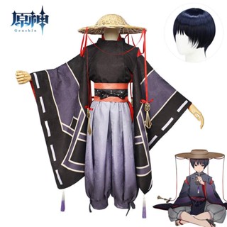 Genshin Impact Black Master Scaramouche Wanderer เสื้อผ้าคอสเพลย์