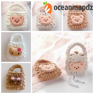 Oceanmapdz Kt กระเป๋าใส่หูฟัง ลายการ์ตูนสัตว์ แบบพกพา กระเป๋าใส่เหรียญ ผ้ากํามะหยี่ขนนิ่ม สําหรับผู้หญิง