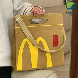 Ralph McDonalds กระเป๋าถือ กระเป๋าสะพายไหล่ กระเป๋าช้อปปิ้ง ผ้าแคนวาส ทรงโท้ท แบบพกพา