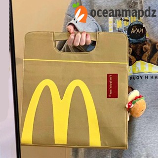 Oceanmapdz McDonalds กระเป๋าถือ กระเป๋าสะพายไหล่ กระเป๋าช้อปปิ้ง ผ้าแคนวาส ลายตัวอักษร