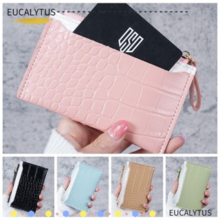 Eutus กระเป๋าสตางค์ หนัง PU ใส่บัตรได้หลายตําแหน่ง ขนาดเล็ก สีพื้น สําหรับผู้หญิง