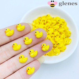 Glenes ฟิกเกอร์เรซิ่น รูปการ์ตูนเป็ด สีเหลือง สําหรับตกแต่งเล็บ 100 ชิ้น