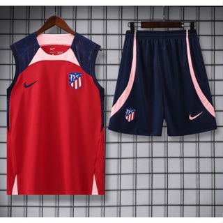 เสื้อกีฬาแขนสั้น ลายทีมชาติฟุตบอล Atletico Madrid 23 24 ชุดเหย้า สีแดง สําหรับผู้ใหญ่