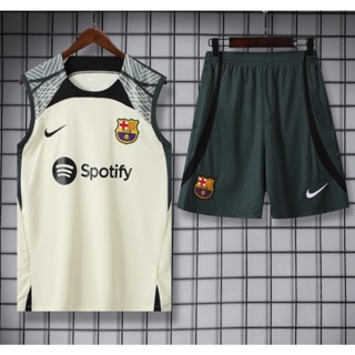 เสื้อกีฬาแขนสั้น ลายทีมชาติฟุตบอล Barcelona off white 23 24 ชุดเหย้า สําหรับผู้ใหญ่