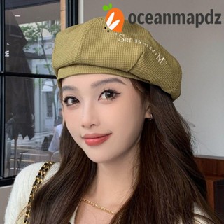 หมวกเบเร่ต์ ปักลายตัวอักษร OCEANMAPDZ สไตล์เรโทร สําหรับกลางแจ้ง