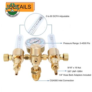 [Whcart] เครื่องวัดการไหลของอากาศอาร์กอน เอาท์พุตคู่ 0-60CFH อินเล็ต 5/8 อะไหล่สํารอง