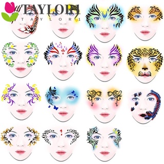 Taylor1 แม่แบบเพ้นท์หน้า ลายการ์ตูนสัตว์ ใช้ซ้ําได้ สําหรับสักชั่วคราว DIY