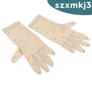 [Szxmkj3] ถุงมือยืดหยุ่น ประดับพลอยเทียม สําหรับเล่นสเก็ตน้ําแข็ง
