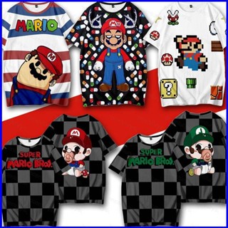 เสื้อยืดแขนสั้นลําลอง ทรงหลวม พิมพ์ลายการ์ตูนอนิเมะ Super Mario Bros GP1 พลัสไซซ์ แฟชั่นสําหรับผู้ชาย และผู้หญิง PG1