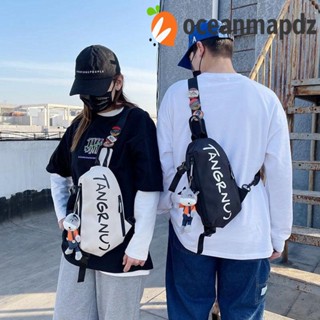 Oceanmapdz กระเป๋าคาดอก กระเป๋าสะพายไหล่ ผ้าไนล่อน กันน้ํา พิมพ์ลายตัวอักษร ลําลอง ใช้งานกลางแจ้ง