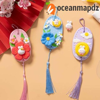 Oceanmapdz DIY ดินน้ํามัน จี้กลางฤดูใบไม้ร่วง, ดินเหนียว DIY ทําด้วยมือ, ของเล่นเด็ก กระต่าย การ์ตูน เครื่องประดับ กระเป๋าถือ อุปกรณ์เสริม