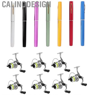 Calinodesign Mini Pen Shape Fishing Rod Pole Pocket Retractable With Reel Wheel