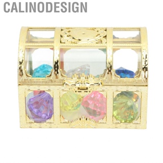 Calinodesign 10Pcs Treasure Diving Toy with Golden Box Acrylic Colorful Underwater Gem Pool Toys for Kids Swimming