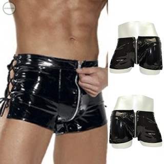 GORGEOUS~Mens Underwear Mens Erotic PU Leather Patent Leather Trunk Boxer Briefs