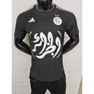 [Player Question] 2324 ใหม่ เสื้อกีฬาแขนสั้น ลายทีมชาติฟุตบอล Algerian สีดํา คุณภาพสูง