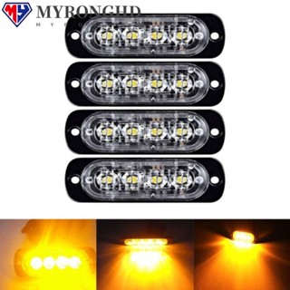 Myronghd ไฟกระพริบจราจร DRL 12V 24V สีขาว สําหรับติดรถยนต์ 4 ชิ้น