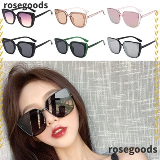 Rosegoods1 แว่นตากันแดด UV400 ป้องกันรังสียูวี ขนาดใหญ่ สีดํา สําหรับขับรถ ชายหาด ท่องเที่ยว สตรีทแวร์