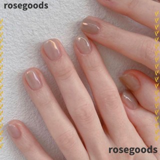 Rosegoods1 เล็บปลอม กลิตเตอร์ ทรงกลม สั้น สีชมพู สีม่วง สําหรับร้านเสริมสวย