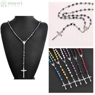 Maywi สร้อยคอโซ่ ประดับลูกปัดไม้กางเขน แฟชั่น