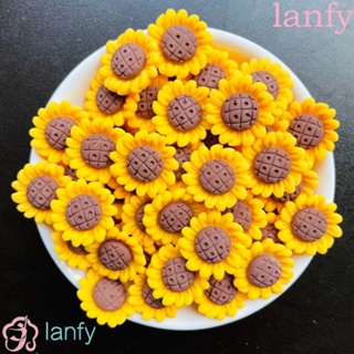 Lanfy ฟิกเกอร์เรซิ่น รูปดอกทานตะวัน ดอกเบญจมาศ ด้านหลังแบน สําหรับตกแต่งโทรศัพท์มือถือ DIY 20 ชิ้น