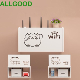 Allgoods ชั้นวางกล่องทีวี แบบติดผนัง พลาสติก Wifi ลายแมวยิ้ม สีขาว สําหรับออฟฟิศ