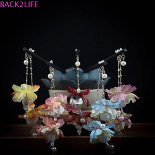 Back2life กิ๊บติดผม ไม้ ลายดอกไม้ ประดับพู่ สไตล์จีนโบราณ สําหรับผู้หญิง