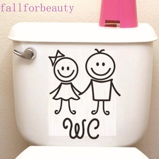 Fallforbeauty สติกเกอร์ ลายแกะสลัก WC WC กันน้ํา สีดํา สําหรับติดตกแต่งประตูห้องน้ํา ผู้ชาย และผู้หญิง