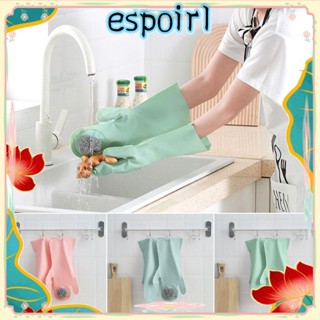 Espo ถุงมือยาง PVC กันน้ํา สีพื้น สําหรับล้างจาน หม้อ 1 คู่