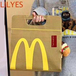 Lilyescub McDonalds กระเป๋าถือ กระเป๋าสะพายไหล่ กระเป๋าช้อปปิ้ง ผ้าแคนวาส ทรงโท้ท แบบพกพา