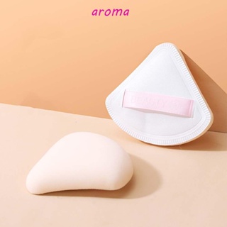 Aroma พัฟฟองน้ํา ผ้าฝ้าย ทรงสามเหลี่ยม แห้งและเปียก สําหรับเกลี่ยรองพื้น 2 ชิ้น