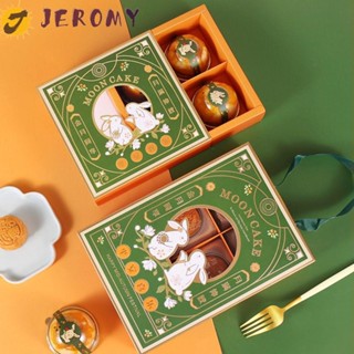 Jeromy กล่องบรรจุภัณฑ์ขนมไหว้พระจันทร์ แฮนด์เมด อเนกประสงค์ DIY สีขาว สําหรับใส่ของขวัญ ขนมหวาน 5 ชิ้น ต่อชุด