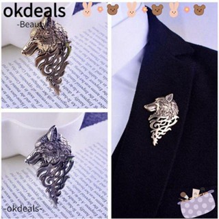 Okdeals เข็มกลัด รูปหมาป่า สไตล์พังก์ แฟชั่นสําหรับผู้ชาย