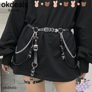 Okdeals เข็มขัดโซ่คาดเอว สไตล์ฮิปฮอป ร็อค หรูหรา ลําลอง สําหรับผู้หญิง