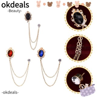 Okdeals เข็มกลัด โลหะผสม ประดับพลอยเทียม คุณภาพสูง สําหรับแขวนปกเสื้อ