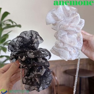 Anemone กิ๊บติดผม ผ้าตาข่าย พิมพ์ลาย ประดับพู่ หลายชั้น สไตล์เกาหลี สําหรับงานปาร์ตี้