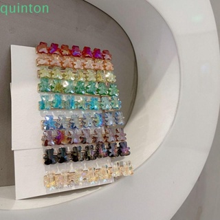 Quinton เครื่องประดับผม กิ๊บติดผม คริสตัลใส หรูหรา สีรุ้ง เรียบง่าย สไตล์เกาหลี วินเทจ ของขวัญ