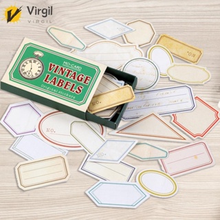 [Virgil.th] สติกเกอร์ฉลาก สไตล์วินเทจ DIY สําหรับตกแต่งสมุด 60 ชิ้น ต่อกล่อง