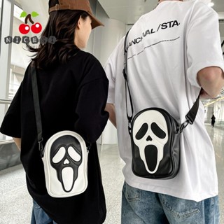 Nicesi Y2K กระเป๋า, Devil Ghostfaced Ghost Bag, Cute Ladies Bag Pu Funny Personality กระเป๋าสะพายไหล่ผู้หญิงผู้ชาย