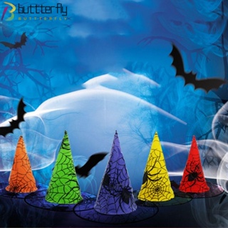 Buttterfly หมวกแม่มด คอสเพลย์ สีแดง น้ําเงิน ส้ม ดํา สําหรับแขวนตกแต่งปาร์ตี้ฮาโลวีน