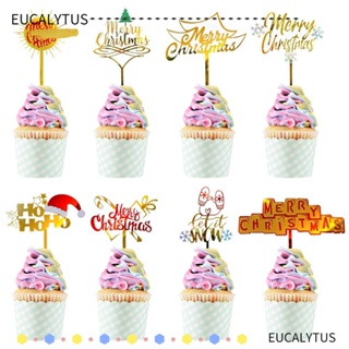 Eutus ป้ายท็อปเปอร์ สําหรับตกแต่งเค้กวันเกิด งานแต่งงาน ปาร์ตี้คริสต์มาส 5 ชิ้น