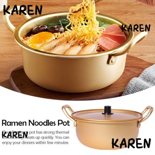 Karen หม้อซุป ไข่ นม ซุป อลูมิเนียม ทําความร้อนเร็ว ทนทาน พร้อมฝาปิด สไตล์เกาหลี สําหรับทําอาหาร