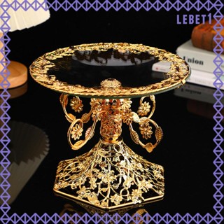 [Lebet] ถาดแก้ว ทรงกลม หรูหรา สไตล์ยุโรป สําหรับใส่อาหาร ขนมหวาน ผลไม้