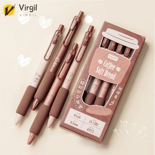 [Virgil.th] ปากกาลูกลื่น 0.5 มม. ลายการ์ตูน สไตล์เรโทร อุปกรณ์เสริมสํานักงาน 4 ชิ้น